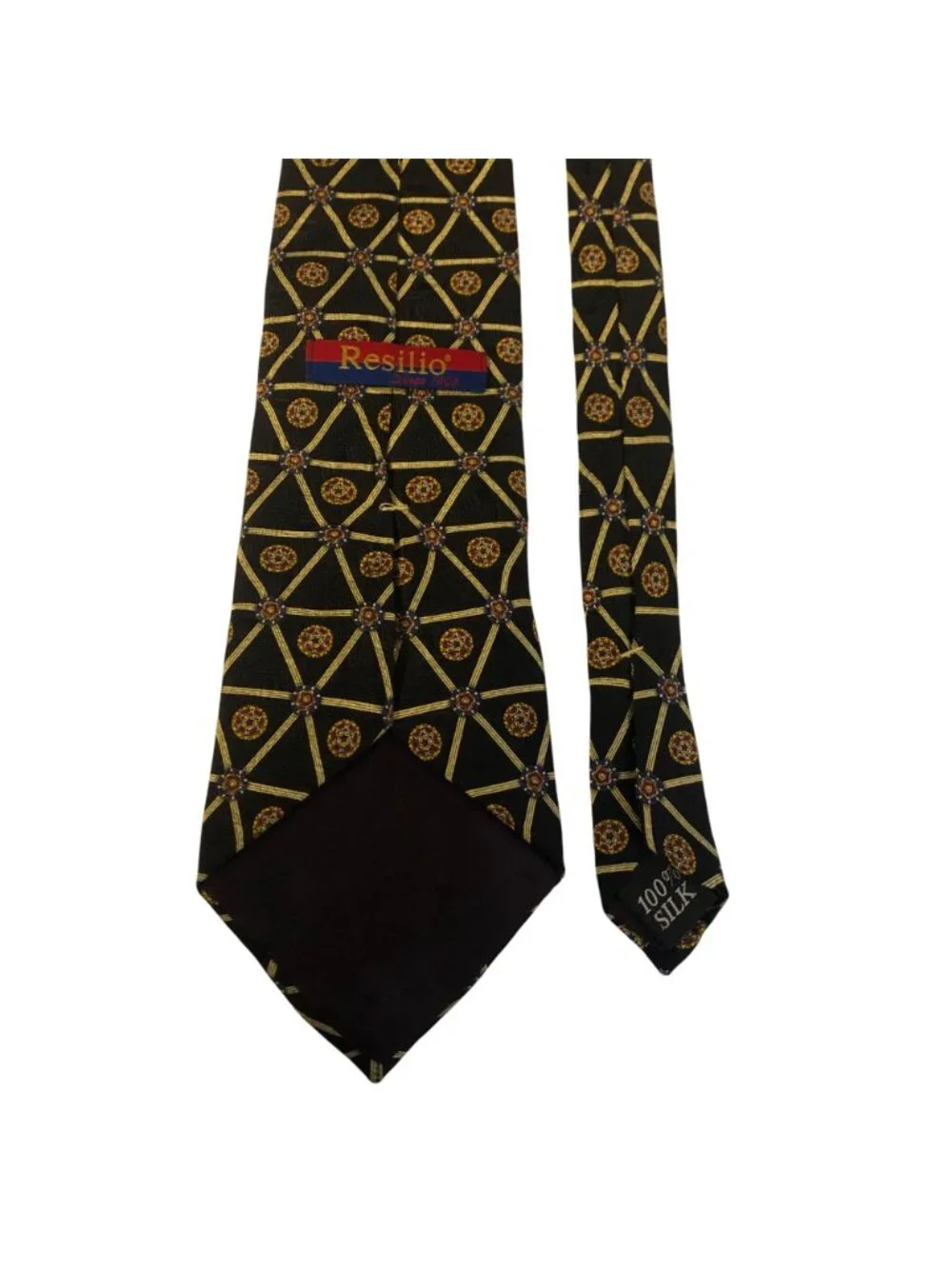 Resilio Silk Tie Black Geometric Men Necktie Accessory Office Work Formal Gift